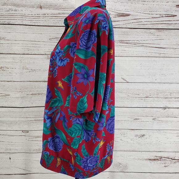 Alfred Dunner Multicolor Floral Butterfly Half Button Top Size 16 - Picture 3 of 13